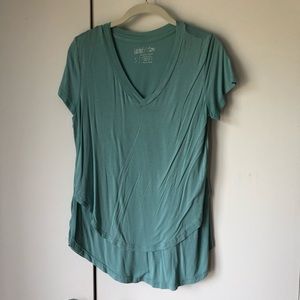 Teal Latched Mama short sleeve nursing tank